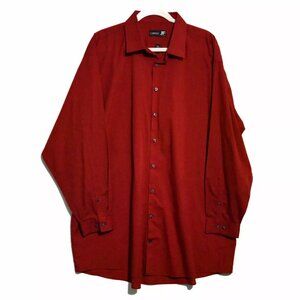 J Farrar Mens Red Button Up Shirt Solid Collared Long Sleeve Collared Top 18.5